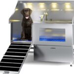 POLIMO LED Professional Stainless Steel Dog Bathing Station（Left RAMP, 61″）