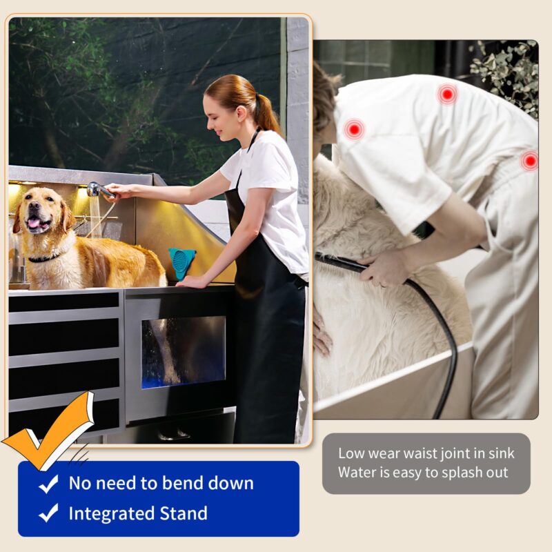 POLIMO LED Professional Stainless Steel Dog Bathing Station（Left RAMP, 61″） - Image 7