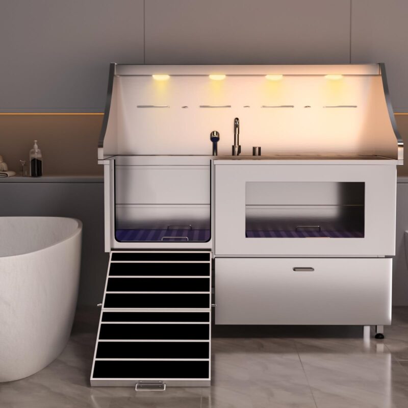 POLIMO LED Professional Stainless Steel Dog Bathing Station（Left RAMP, 61″） - Image 9