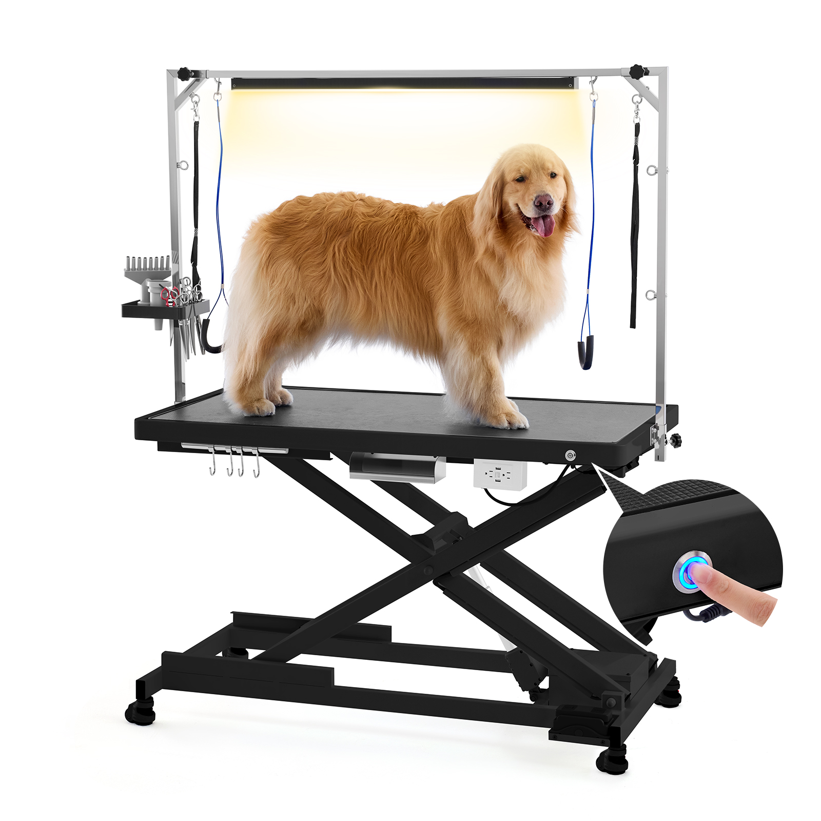 POLIMO LED Professional Electric Dog Grooming Table(black)