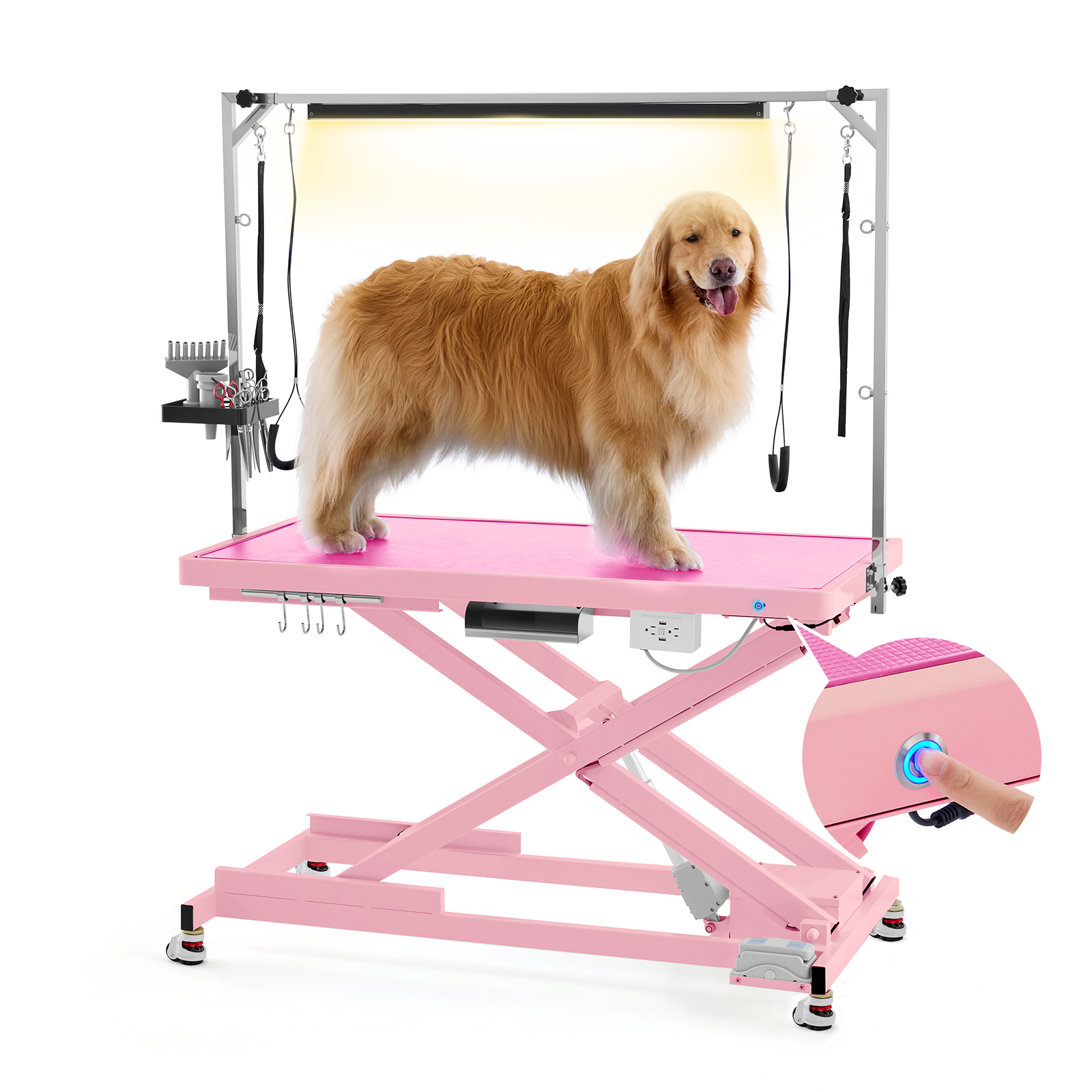 POLIMO LED Professional Electric Dog Grooming Table(pink)