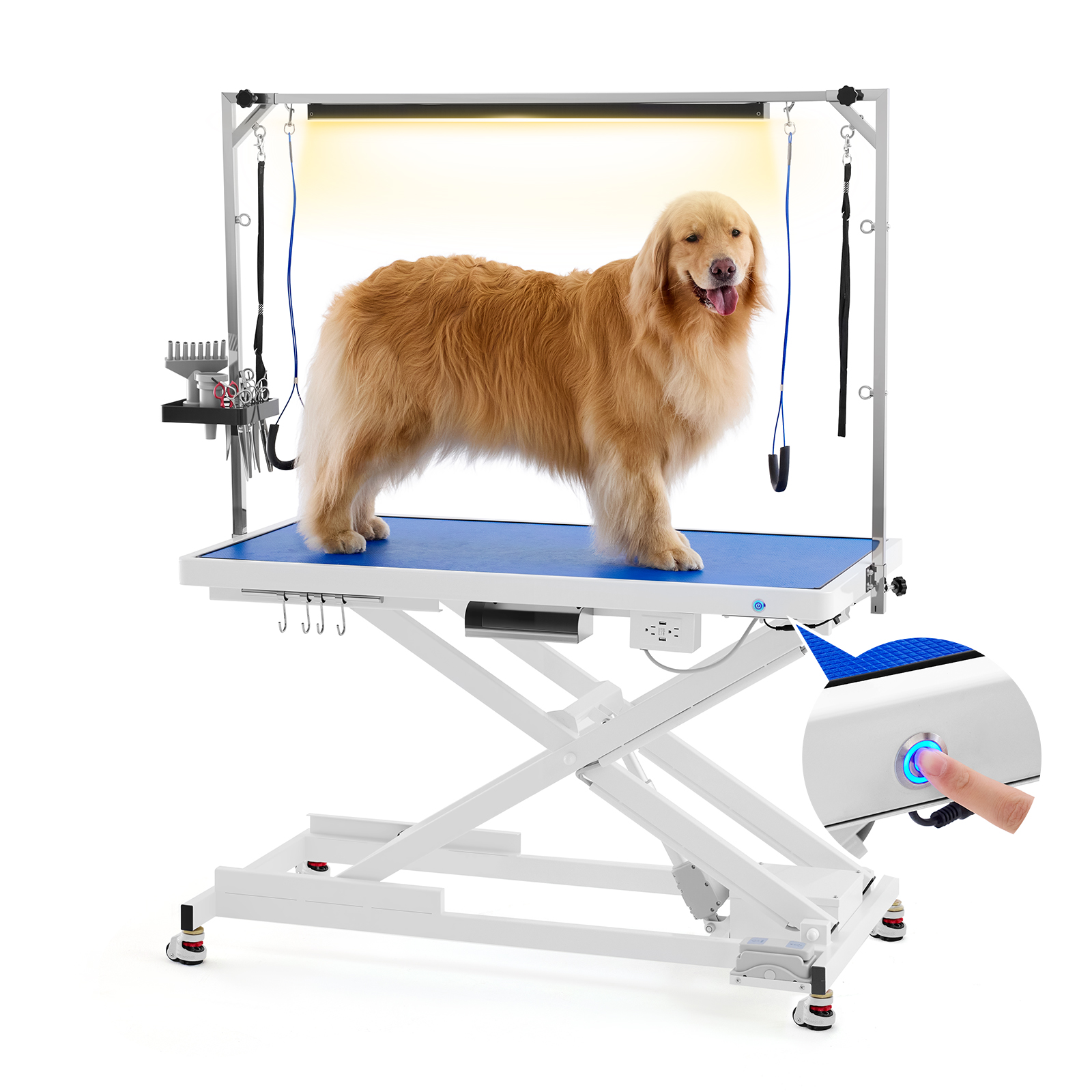 POLIMO LED Professional Electric Dog Grooming Table(White)