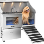 POLIMO LED Professional Stainless Steel Dog Bathing Station（Right RAMP, 50″）