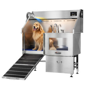 POLIMO Dog Wash Station with Pet Dryer & LED(Left Ramp, 50")