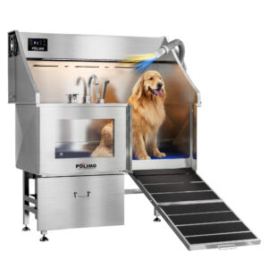POLIMO Dog Wash Station with Pet Dryer & LED(Right Ramp, 50")